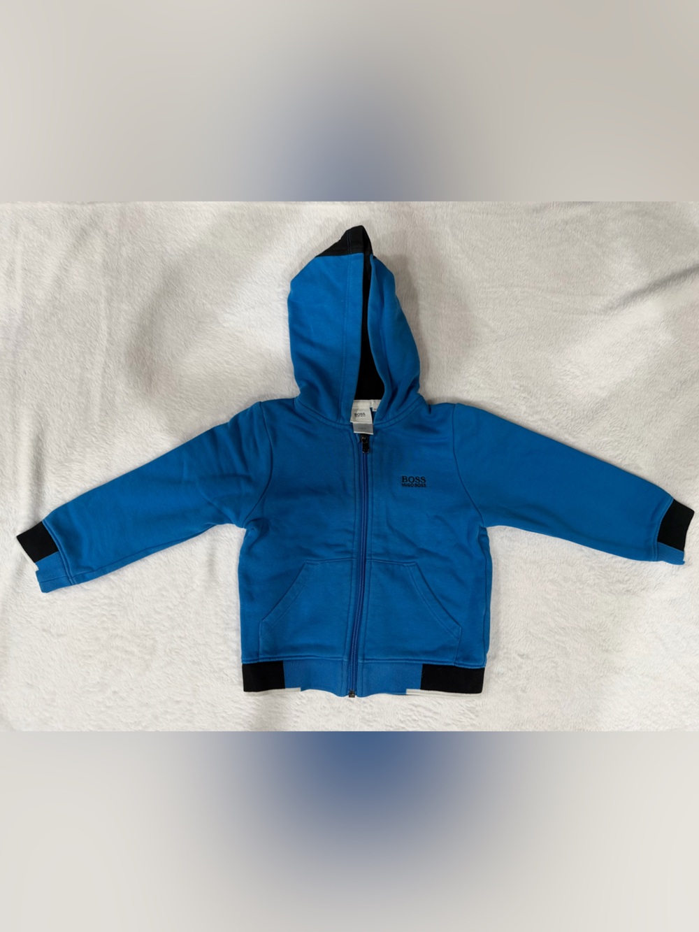 Boss Kids Bright Blue Hooded Zip-Up Sweatshirt
